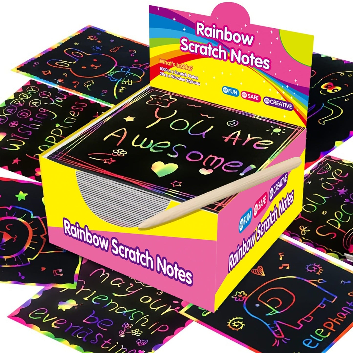 Sugoola® Rainbow Scratch Notes (50/100/150PCS)
